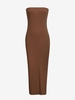 Solid Ribbed Tube Maxi Dress M Deep coffee