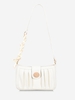 Solid Scarf-Wrapped Strap Pleated Shoulder Bag