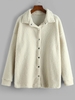 Solid Snap Button Teddy Coat S Warm white