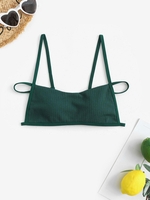 Solid Textured Bikini Top L Deep green