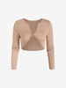 Solid Twisted Knotted Cropped Tee L Light coffee