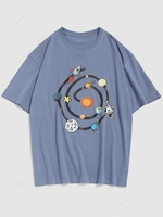 Space Cartoon Swirl Print Graphic T-shirt Xl Denim blue
