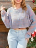 Space Dye Drop Shoulder Crop Sweater L Light purple