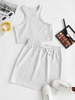 Space Dye Racerback Drawstring Skirt Set S Light gray