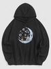 Space Moon Astronaut Graphic Hoodie L Black