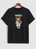 Spaceman Bear Pattern Funny T-shirt L Black