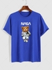 Spaceman Bear Pattern Funny T-shirt S Blue