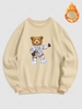 Spaceman Cartoon Bear Fleece Thermal Lined Pullover Sweatshirt 2xl Light coffee