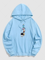 Spaceman Planet Graphic Cotton Hoodie 2xl Light blue
