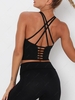 Spaghetti Strap Solid Color Criss-Cross Sports Bra L Black