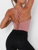 Spaghetti Strap Solid Color Criss-Cross Sports Bra Xl Light pink
