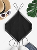 Spaghetti Strap Topstitching Backless Napkin Top L Black