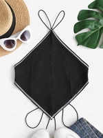 Spaghetti Strap Topstitching Backless Napkin Top S Black