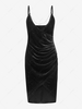 Sparkly Chain Embellished Draped Party Dress L Black