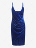 Sparkly Chain Embellished Draped Party Dress L Blue