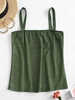 Sparkly Metallic Thread Square Neck Tank Top M Pistachio green
