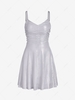 Sparkly Ruched Bust Skater Dress L Silver