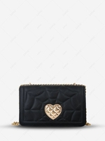 Spider Web Quilted Heart Shaped Metal Shoulder Bag