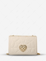 Spider Web Quilted Heart Shaped Metal Shoulder Bag