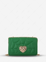 Spider Web Quilted Heart Shaped Metal Shoulder Bag