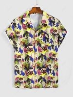 Splash Paint Printed Vacation Shirt 3xl Beige