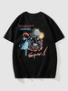 Splash Paint Tiger Print Graphic Y2K Aesthetic T-shirt M Black