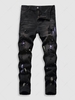 Splatter Ripped Drippy Jeans 32 Black