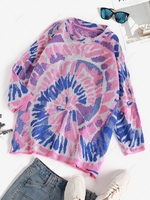 Splatter Tie Dye Print Drop Shoulder Sweater Blue
