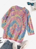 Splatter Tie Dye Print Drop Shoulder Sweater Light pink