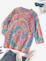 Splatter Tie Dye Print Drop Shoulder Sweater Light pink