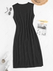 Split Hem Sleeveless Midi Knit Dress S Black