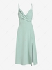 Split Midi Surplice Dress L Light green