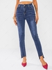 Split Raw Hem Frayed Skinny Jeans M Deep blue