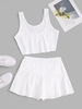 Sport Crop Top and Skorts Set M White