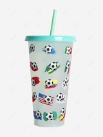 Sports Fan Soccer Pattern Thermochromic Plastic Cup