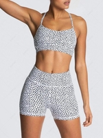 Spot Pattern Topstitching Crisscross Bra and Shorts Set L White