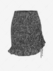 Spot Print Cinched Ruffled Hem Skirt S Black