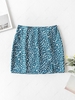 Spotted Slit Bodycon Skirt M Green