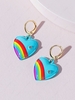 Spray Paint Rainbow Heart Shape Earrings