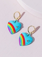 Spray Paint Rainbow Heart Shape Earrings