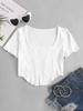 Square Collar Rib-knit Curved Hem Corset Top S White