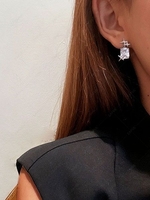Square Crystal Pendant Stars Stud Earrings