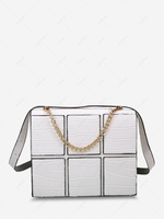 Square Embossed Spliced Chain Crossbody Bag
