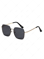 Square Frame Rimless Tinted Metal Sunglasses