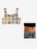 Square Neck Granny Floral Crochet Crop Tank Top With Geometric Belly Chain Silver