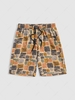 Square Print Vintage Drawstring Casual Beach Shorts 2xl Multi a