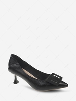 Square Ring Embellished Spool Heel Pumps