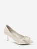 Square Ring Embellished Spool Heel Pumps