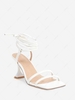 Square Toe Ankle Wrap High Heel Sandals
