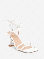 Square Toe Ankle Wrap High Heel Sandals